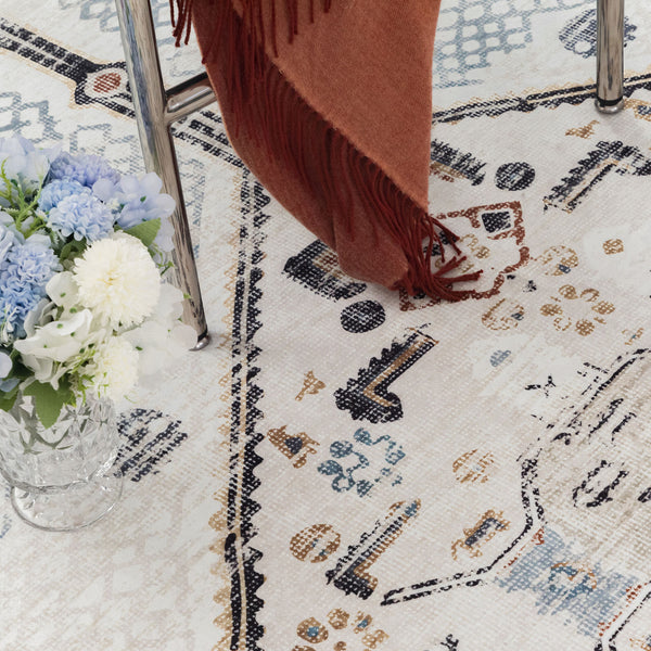 Last 2  Pcs Large Cream Ivory Beautiful Boho Carpet Machine Washable Bohemian Mat Geometric Hallway Runner