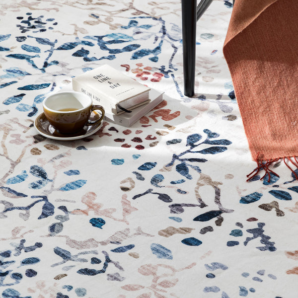 Extra Large Rug Blue Ivory Soft Stunning Hamptons Style Carpet Machine Washable Mat