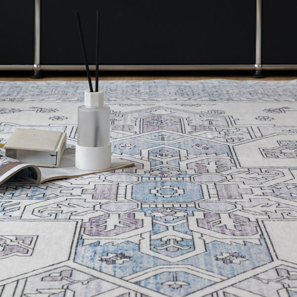 Extra Large Light Blue Rug Non Slip Plush Machine Washable Carpet Corridor Runner Mat