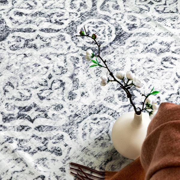 Extra Large Floor Rug Light Grey Plush Warm Geometric Diamond Carpet Machine Washable Runner