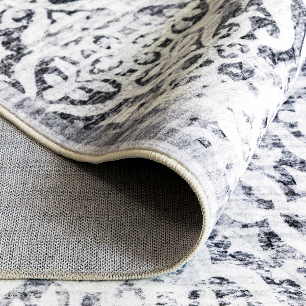 Light Grey Hallway Runner Soft Plush Washable Geometric Carpet Washable Rug