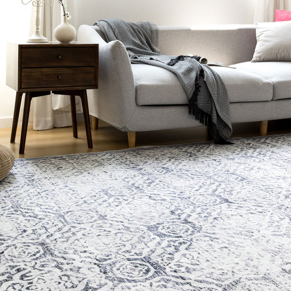 Extra Large Floor Rug Light Grey Plush Warm Geometric Diamond Carpet Machine Washable Runner