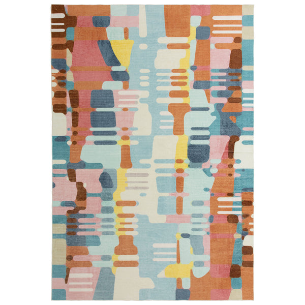 Extra Large Floor Rug Orange Multi Colored Abstract Lounges Carpet Runner Machine Washable Shaggy Rug