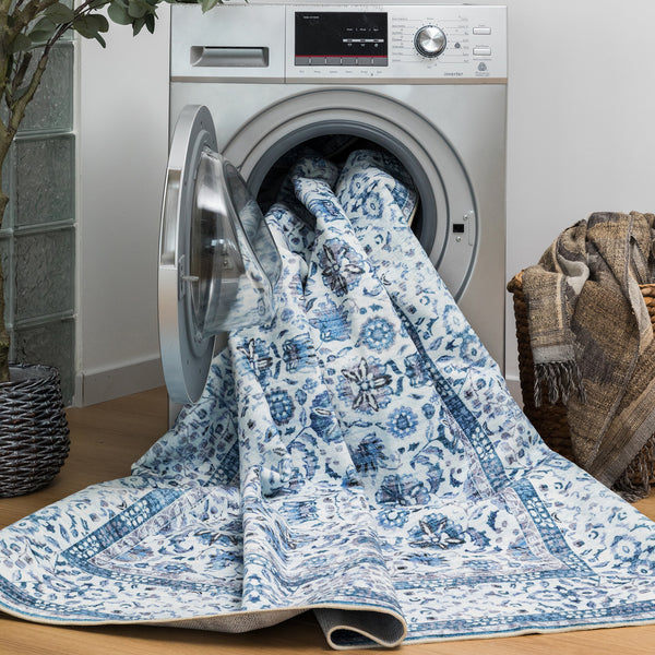 Extra Large Rug Ocean Blue Mandala Beautiful Allover Lounges Carpet Machine Washable Non Slip Mat