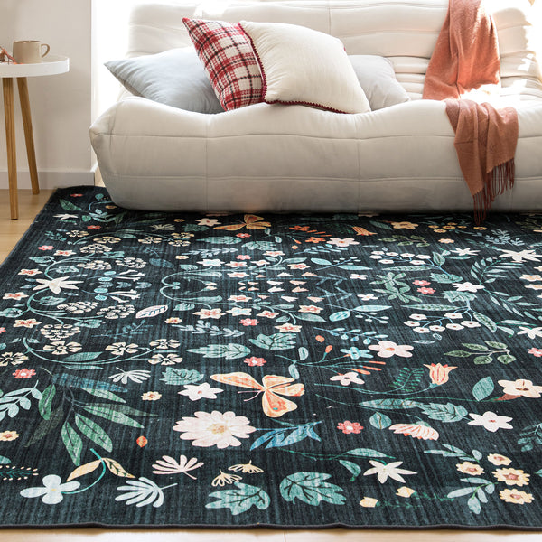 Extra Large Area Rug Charcoal Green Beautiful Mandala Carpet Soft Boho Chic Mat Machine Washable