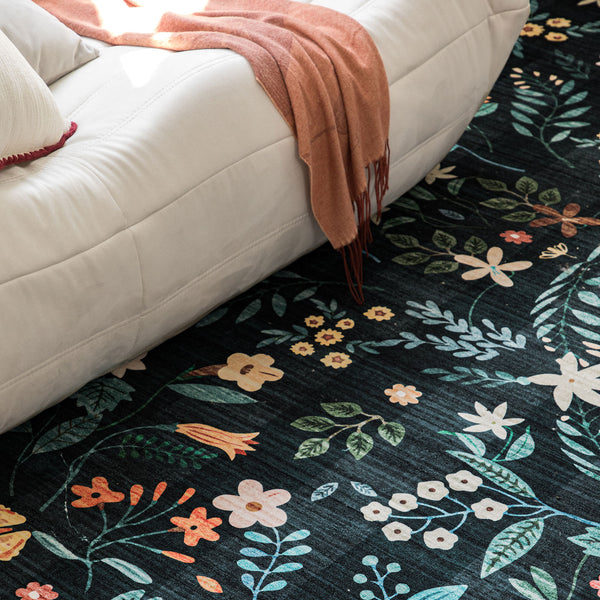 Extra Large Area Rug Charcoal Green Beautiful Mandala Carpet Soft Boho Chic Mat Machine Washable