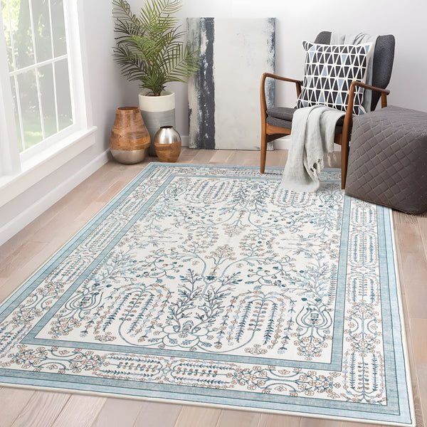 Extra Large Floor Rug Sage Green Elegant Vines Machine Washable Carpet Botanical Leaf Rugs Non Slip Soft Corridor Runner