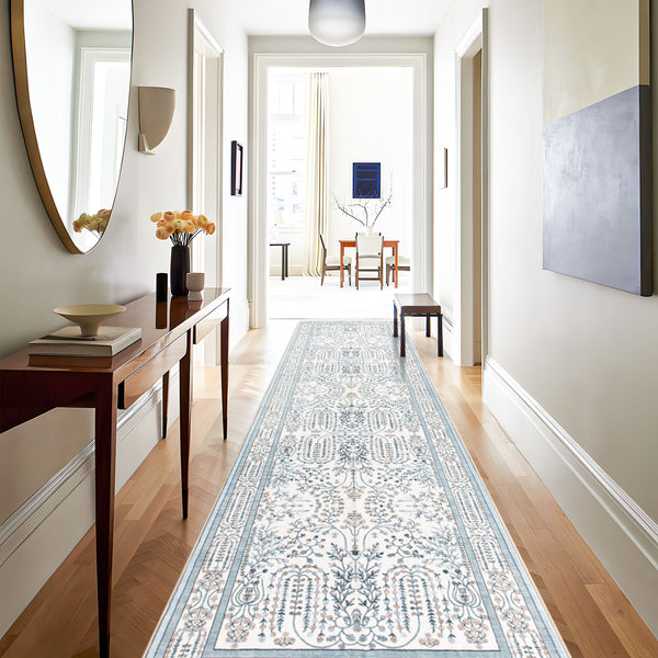 Extra Large Floor Rug Sage Green Elegant Vines Machine Washable Carpet Botanical Leaf Rugs Non Slip Soft Corridor Runner