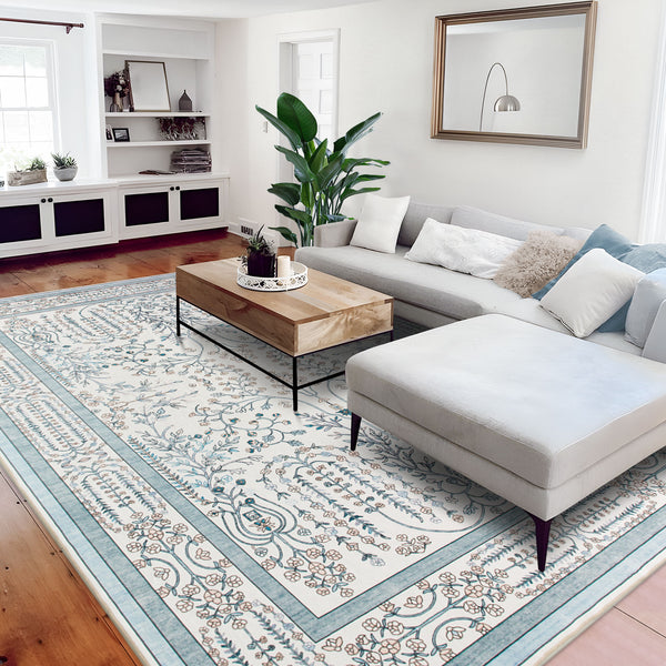 Extra Large Floor Rug Sage Green Elegant Vines Machine Washable Carpet Botanical Leaf Rugs Non Slip Soft Corridor Runner