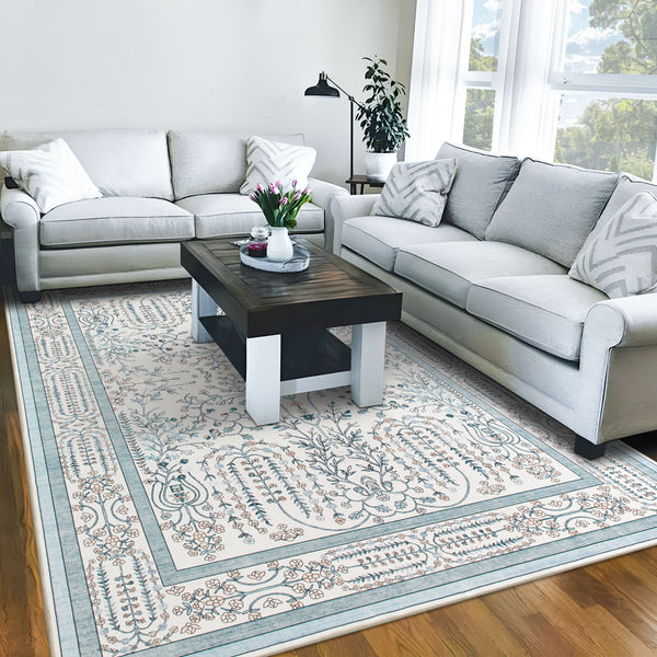 Extra Large Floor Rug Sage Green Elegant Vines Machine Washable Carpet Botanical Leaf Rugs Non Slip Soft Corridor Runner