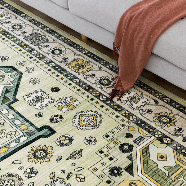 Extra Large Floor Rug Elegant Mustard Soft Plush Vintage Retro Traditional Carpet Mat Machine Washable Rugs