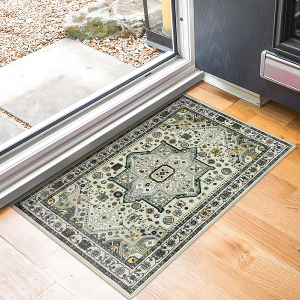 Extra Large Floor Rug Elegant Mustard Soft Plush Vintage Retro Traditional Carpet Mat Machine Washable Rugs