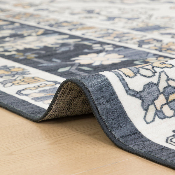 Navy Blue Hallway Runner Rug Non Slip Washable Floor Mat Persian Rug 80x300cm
