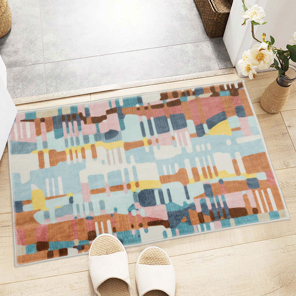 Extra Large Floor Rug Orange Multi Colored Abstract Lounges Carpet Runner Machine Washable Shaggy Rug