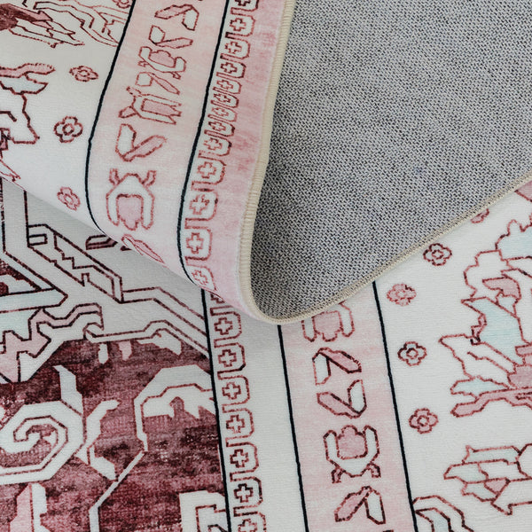 Deal Hallway Runner Pastel Pink Soft Plush Persian Rug Machine Washable Mat 80x300cm