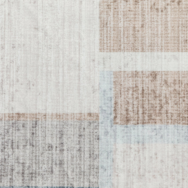 Hallway Runner Peach Blue Multi Checked Modern Abstract Carpet Machine Washable Runners 80x300m
