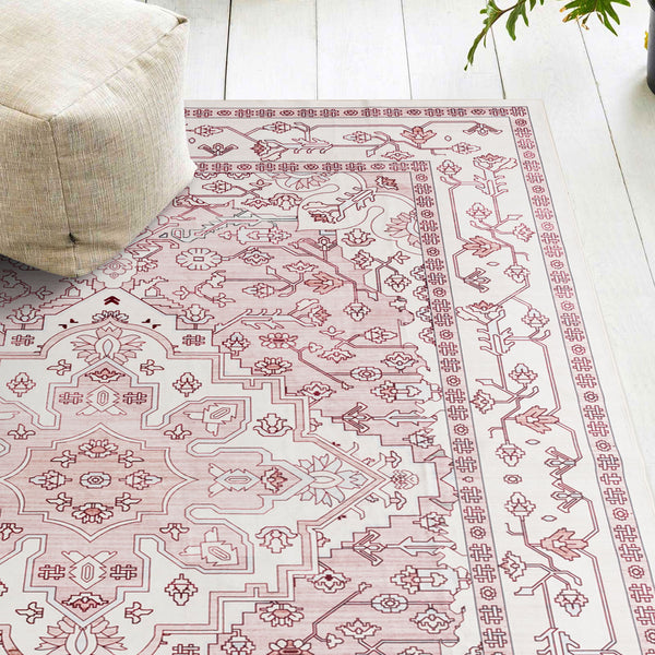 Extra Large Rug Pastel Pink Retro Lounges Carpet Beautiful Soft Plush Runner Machine Washable Mat - Rugaustralia