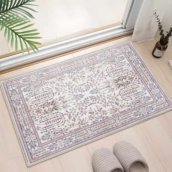 Extra Large Floor Rug Dusty Rose Pink  Beautiful Vines Machine Washable Carpet Non Slip Soft Hallway Rug