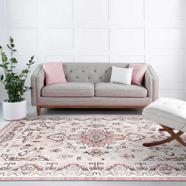Flash Deal Extra Large Rug Pink Soft Plush Retro Traditional Carpet Machine Washable Runner