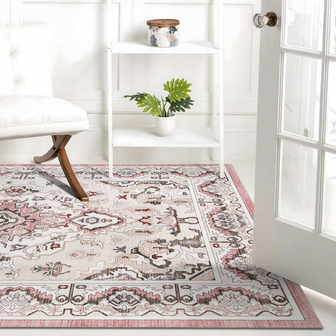 Clearance Extra Large Rug Pink Soft Plush Retro Traditional Carpet Machine Washable Runner