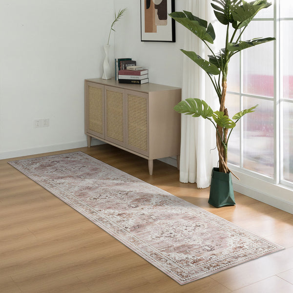 Dusty Pink Floor Runner Soft Plush Long Hallway Runners Washable Carpet 80x300cm