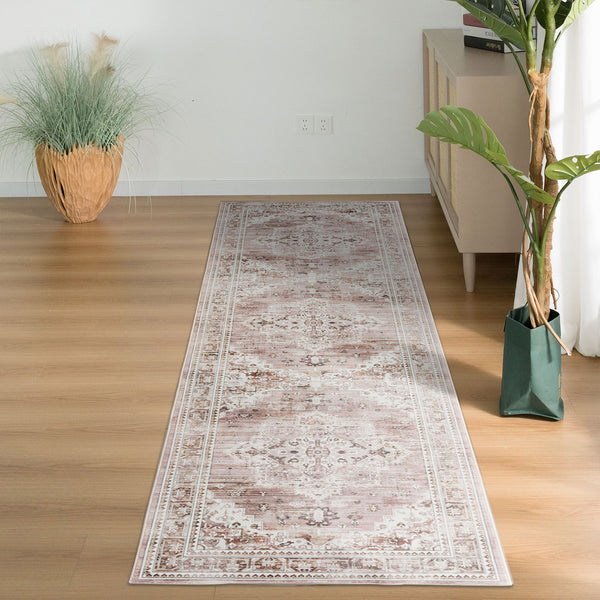 Dusty Pink Floor Runner Soft Plush Long Hallway Runners Washable Carpet 80x300cm