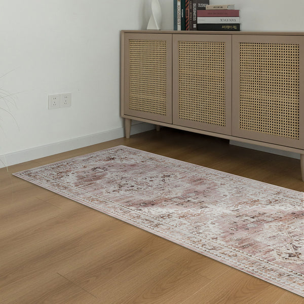 Dusty Pink Floor Runner Soft Plush Long Hallway Runners Washable Carpet 80x300cm