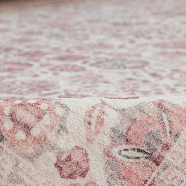 Pink Hallway Runner Machine Washable Non Slip Rug Beautiful Mandala Mat 80x300cm