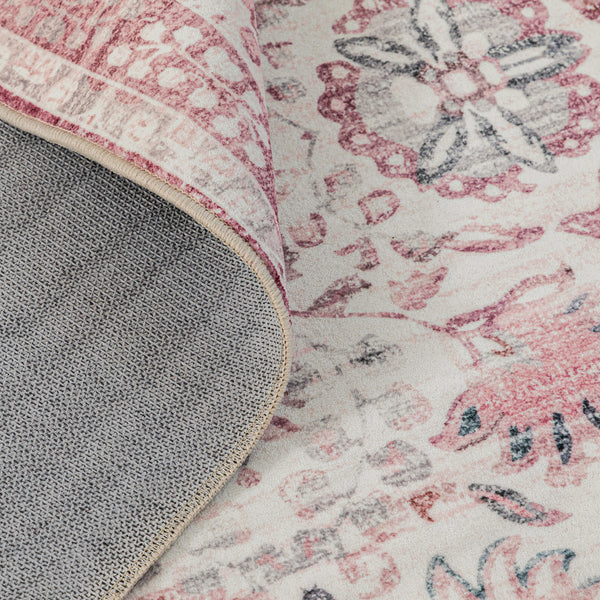 Pink Hallway Runner Machine Washable Non Slip Rug Beautiful Mandala Mat 80x300cm