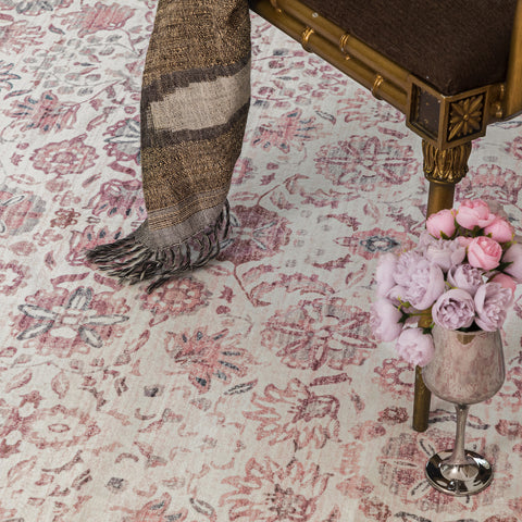 Extra Large Rug Blush Pink Beautiful Allover Machine Washable Carpet Non Slip Runner Rug