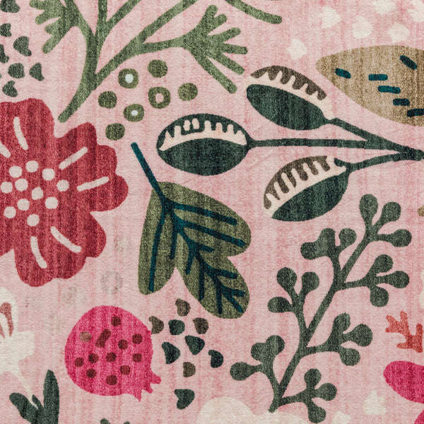 Peach Pink Hallway Runner Machine Washable Jungle Pattern Rugs Non Slip Rug Mat 80x300cm