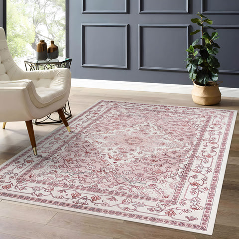 Extra Large Rug Pastel Pink Retro Lounges Carpet Beautiful Soft Plush Runner Machine Washable Mat - Rugaustralia