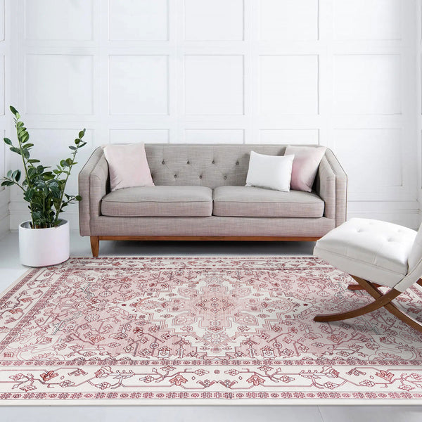 Extra Large Rug Pastel Pink Retro Lounges Carpet Beautiful Soft Plush Runner Machine Washable Mat - Rugaustralia