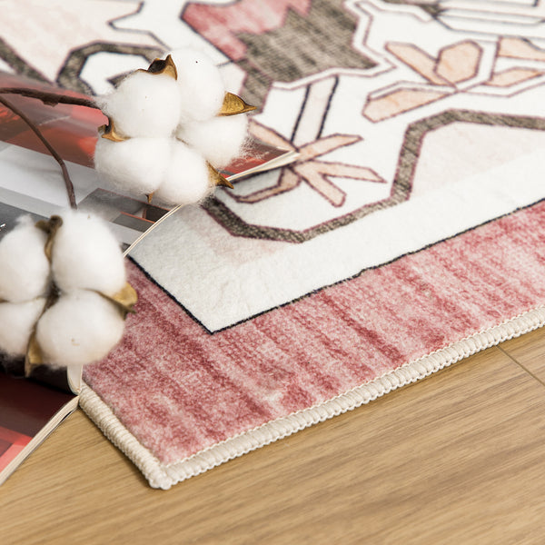 Flash Deal Extra Large Rug Pink Soft Plush Retro Traditional Carpet Machine Washable Runner