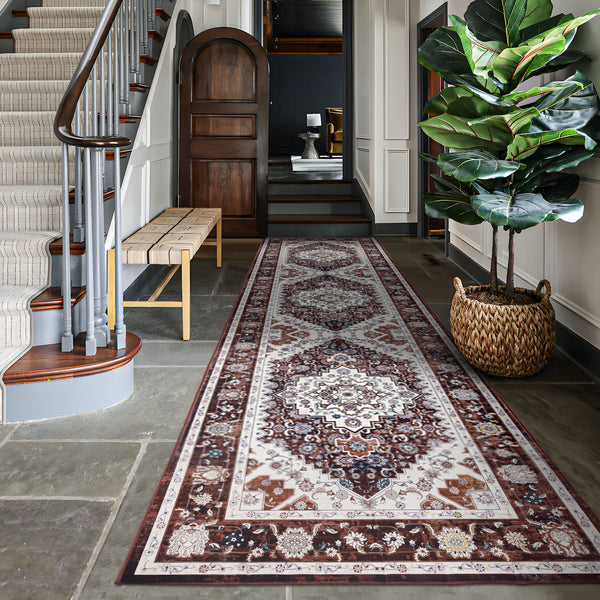 Rust Red Hallway Runner Soft Plush Warm Corridor Rugs Non Slip Rug 80x300cm