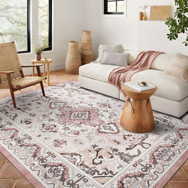 Flash Deal Extra Large Rug Pink Soft Plush Retro Traditional Carpet Machine Washable Runner