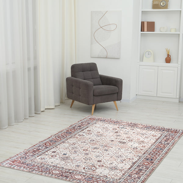 Extra Large Floor Rug Terra Cotta Soft Plush Trellis Diamond Modern Retro Carpet Machine Washable