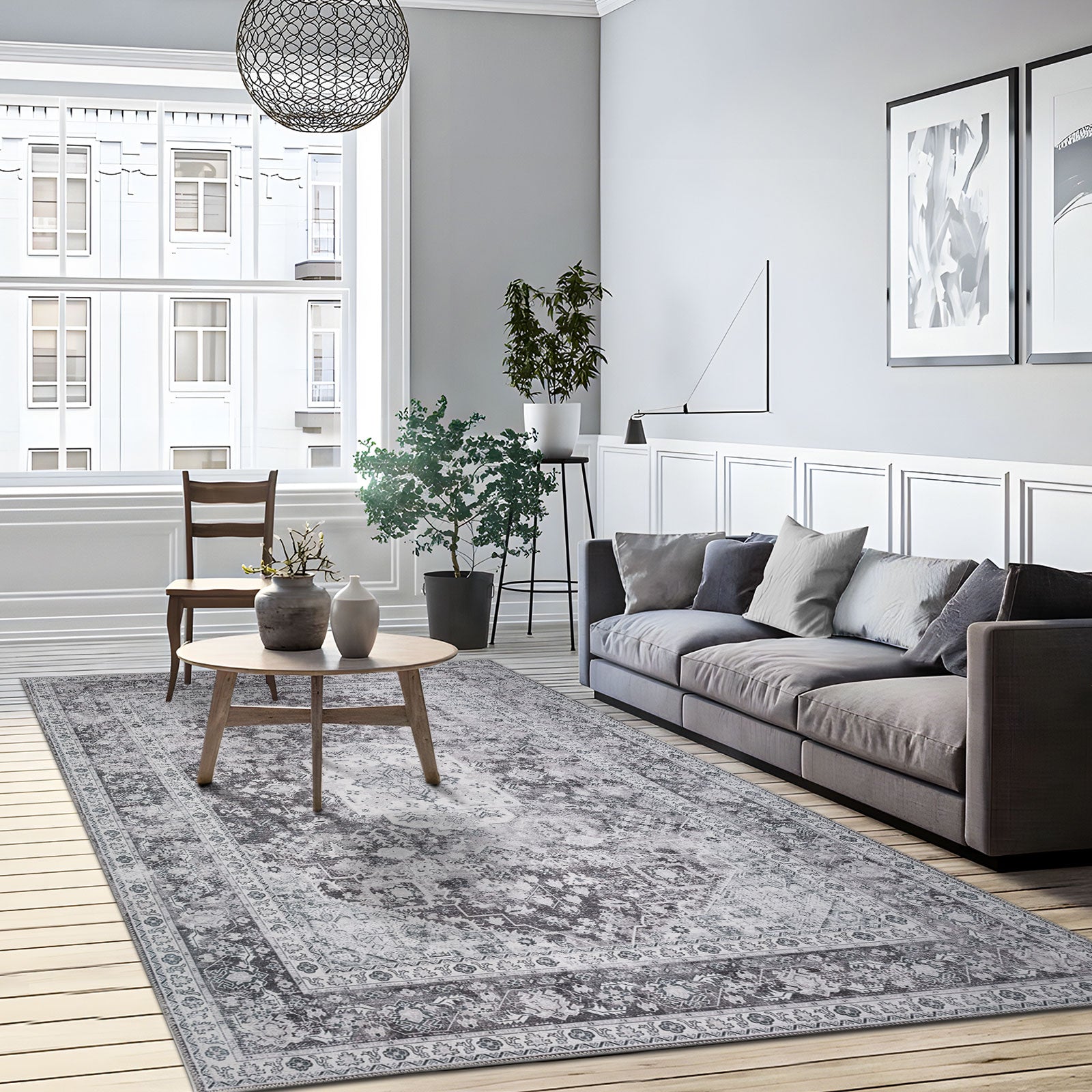 Clearance Extra Large Rugs Light Gray Distressed Allover Carpet Runner ...