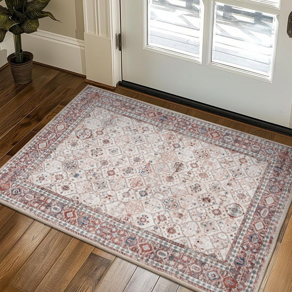 Extra Large Floor Rug Terra Cotta Soft Plush Trellis Diamond Modern Retro Carpet Machine Washable