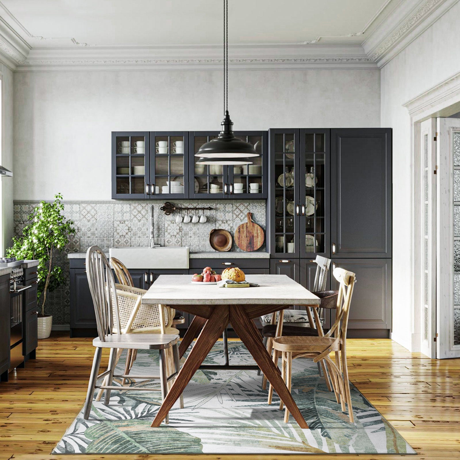 Extra Large Rug Tropical Leaves Subtle Green Modern Carpet Corridor Ru ...