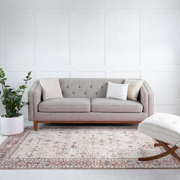 Extra Large Floor Rug Terra Cotta Soft Plush Trellis Diamond Modern Retro Carpet Machine Washable