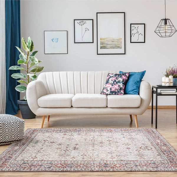 Extra Large Floor Rug Terra Cotta Soft Plush Trellis Diamond Modern Retro Carpet Machine Washable
