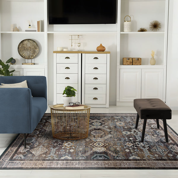 Clearance Extra Large Gold Brown Grey Beautiful Distressed Traditional Carpet Hall Runner Machine Washable