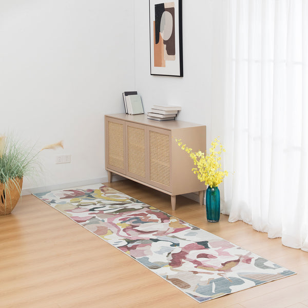 Pastel Pink Hall Runner Rug Non Slip Floor Rug Plush Modern Carpet 80x300cm