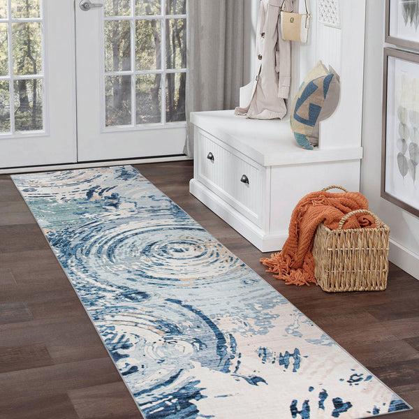 Blue Hallway Runner Soft Plush Corridor Rug Machine Washable Kitchen Mat 80x300c
