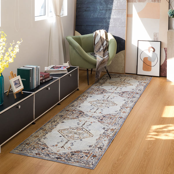 Cream White Corridor Runner Non Slip Machine Washable Kid Pet Friendly Carpet 80x300cm