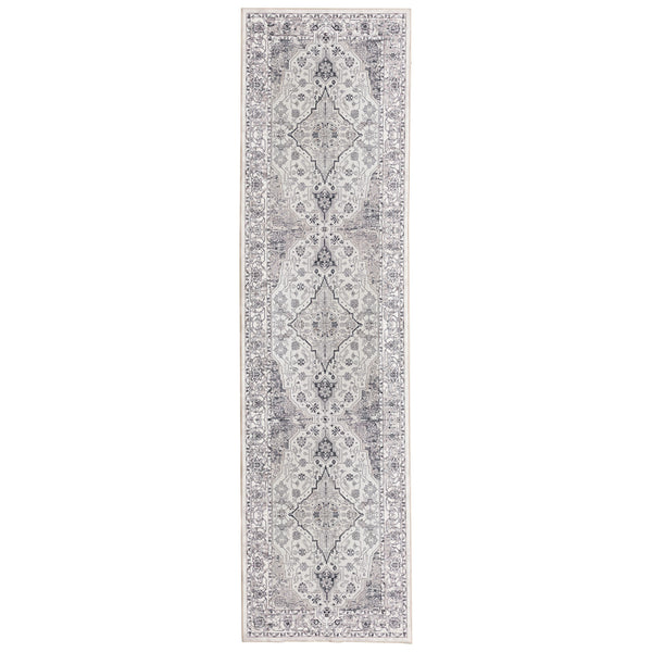Grey Hallway Runner Non Slip Corridor Rug Diamond Retro Mat Non Slip 80x300cm