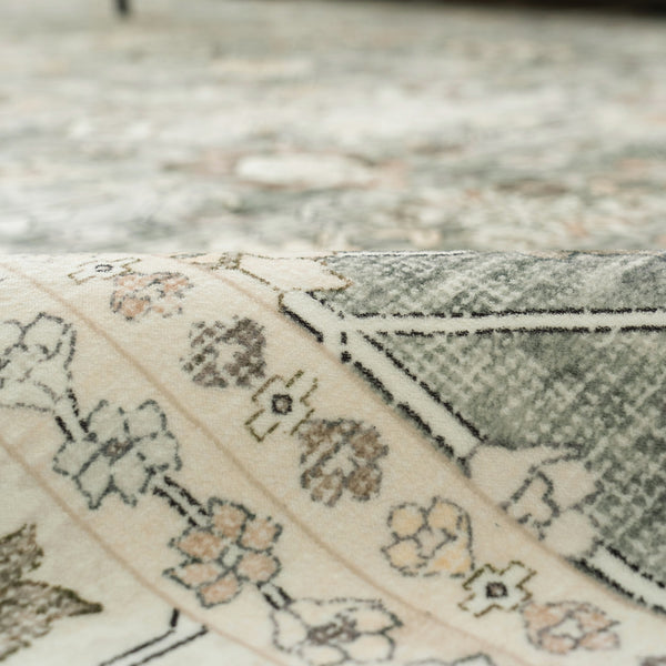 Extra Large Floor Rug Sage Green Distressed Retro Lounges Carpet Machine Washable Rugs