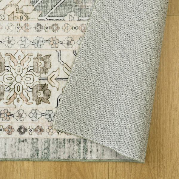 Extra Large Floor Rug Sage Green Distressed Retro Lounges Carpet Machine Washable Rugs
