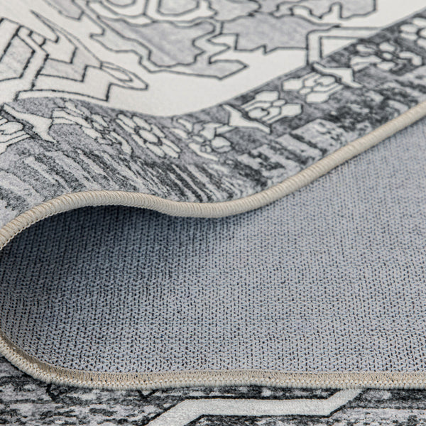 Extra Large Rug Silver Grey Neutral Distressed Lounges Carpet Runner Mat Machine Washable